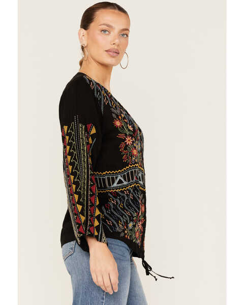 Image #2 - Johnny Was Women's Ezra Embroidered Blouse, Black, hi-res