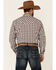 Wrangler 20X Men's AC Burgundy Plaid Long Sleeve Snap Western Shirt , Burgundy, hi-res