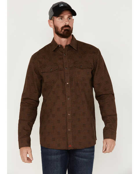 Image #1 - Cody James Men's FR Long Sleeve Snap Western Work Shirt, Brown, hi-res