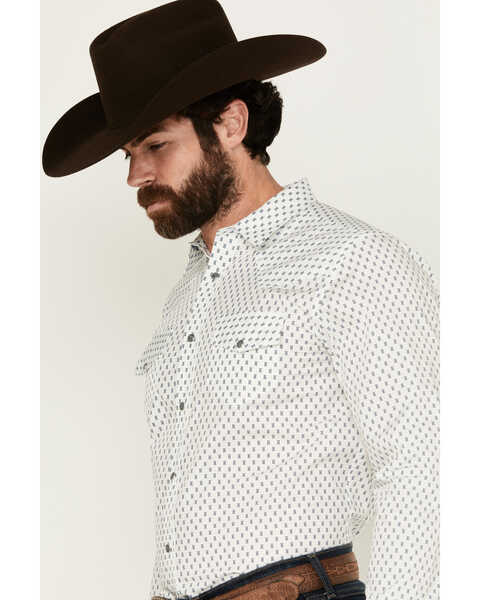 Image #2 - Gibson Men's Polka Geo Print Long Sleeve Snap Western Shirt , White, hi-res