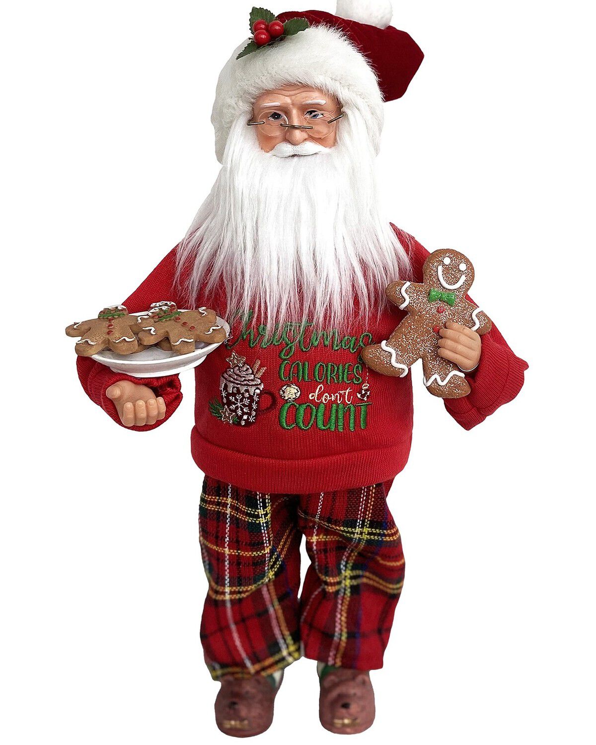 Santa's Workshop 15" Christmas Calories Don't Count Santa Figurine, Red, hi-res