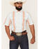 Image #1 - Ferrell Men's Tek Harrison Striped Print Short Sleeve Snap Performance Western Shirt, White, hi-res