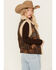 Image #3 - 26 International Women's Faux Leather Aviator Sherpa Vest, Brown, hi-res
