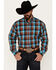 Image #1 - Cinch Men's Ombre Plaid Print Long Sleeve Button-Down Western Shirt , Brown/blue, hi-res