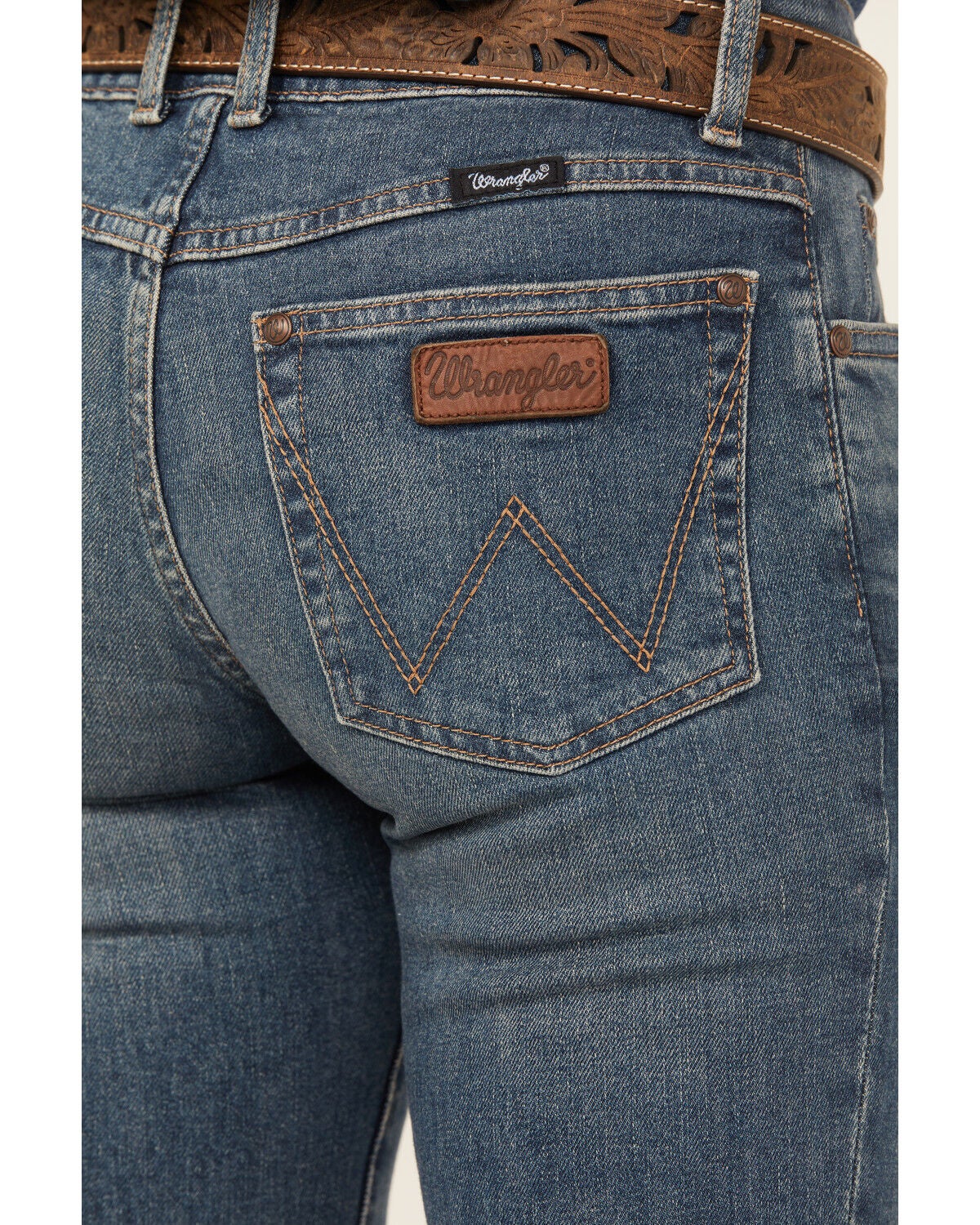 Image #4 - Wrangler Retro Women's Mae Dark Wash Mid Rise Stretch Trouser Jeans, Dark Wash, hi-res
