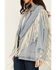 Image #3 - Saints & Hearts Women's Light Wash Denim Fringe Blazer, Blue, hi-res