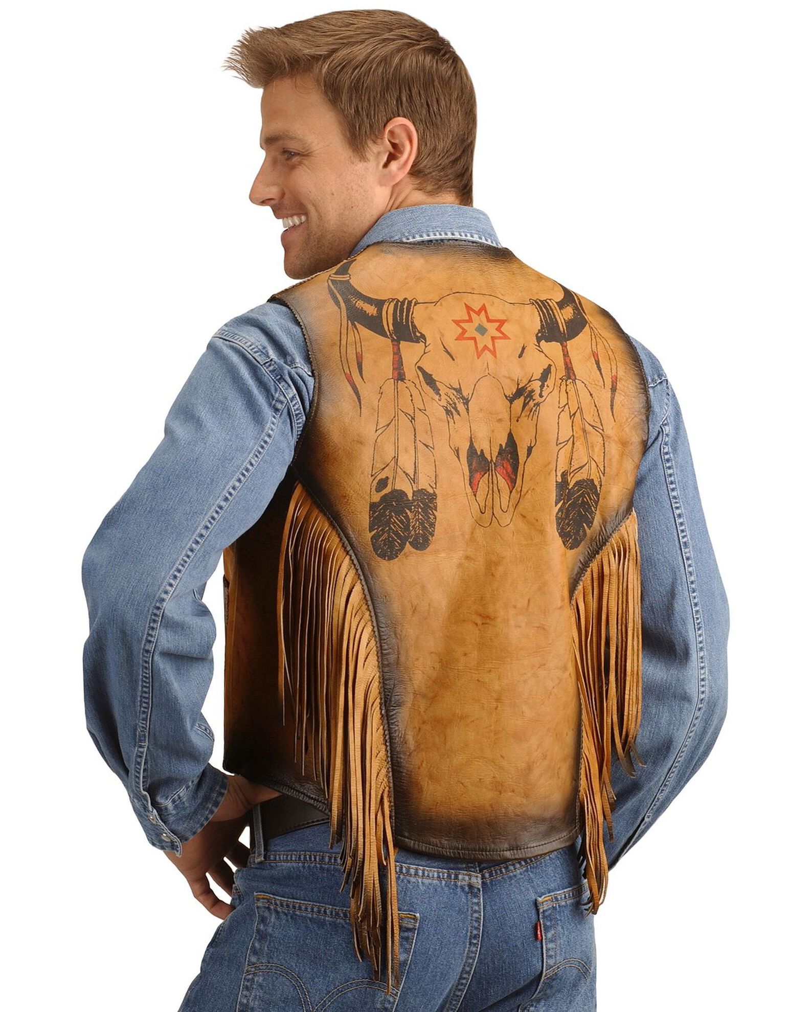 Product Name Kobler Leather Vest with Bull Skull Design