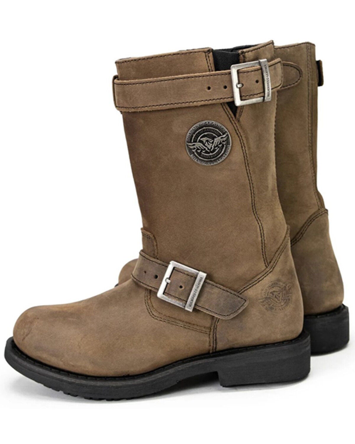 Image #3 - Milwaukee Leather Women's 10" Classic Engineer Motorcycle Boots - Round Toe, Brown, hi-res