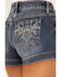 Image #2 - Shyanne Women's Medium Wash Mid Rise Novelty Pocket Comfort Stretch Shorts, Medium Wash, hi-res