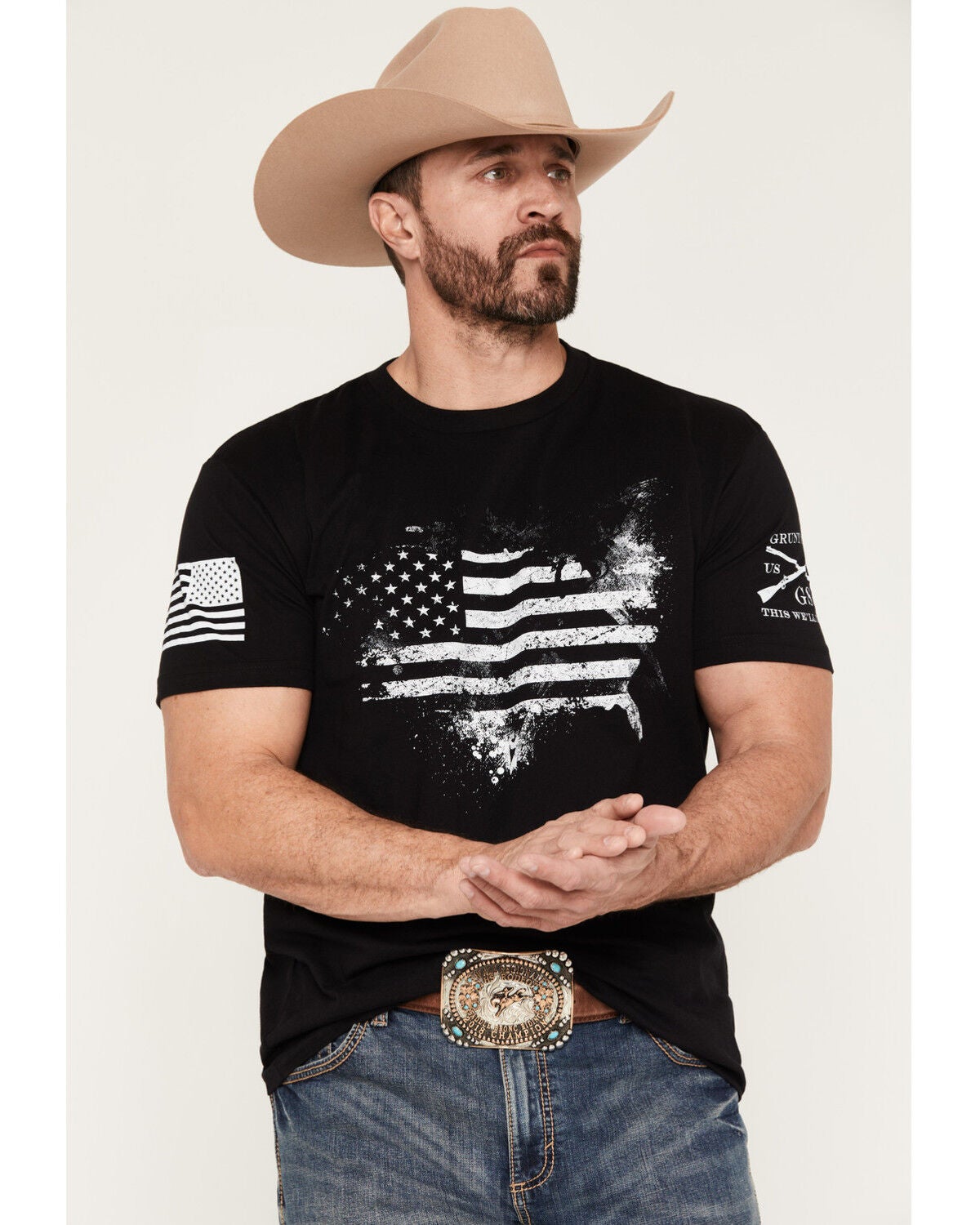 Image #1 - Grunt Style Men's American Acid Short Sleeve Graphic T-Shirt - Big, Black, hi-res