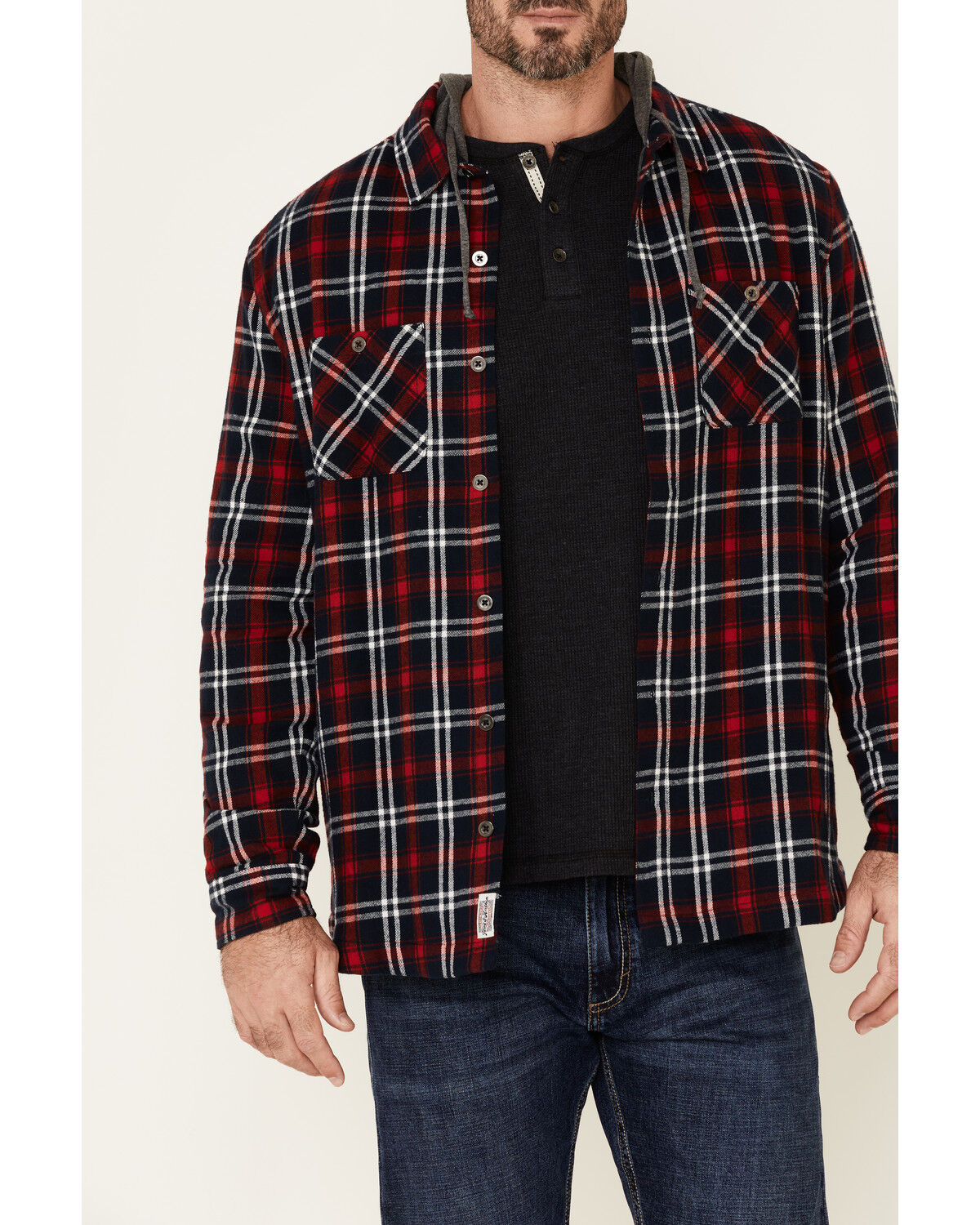Image #3 - Flag & Anthem Men's Holloway Large Plaid Print Hooded Shirt Jacket, Multi, hi-res