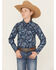 Image #1 - Cody James Boys' Westward Paisley Print Long Sleeve Snap Western Shirt, Navy, hi-res