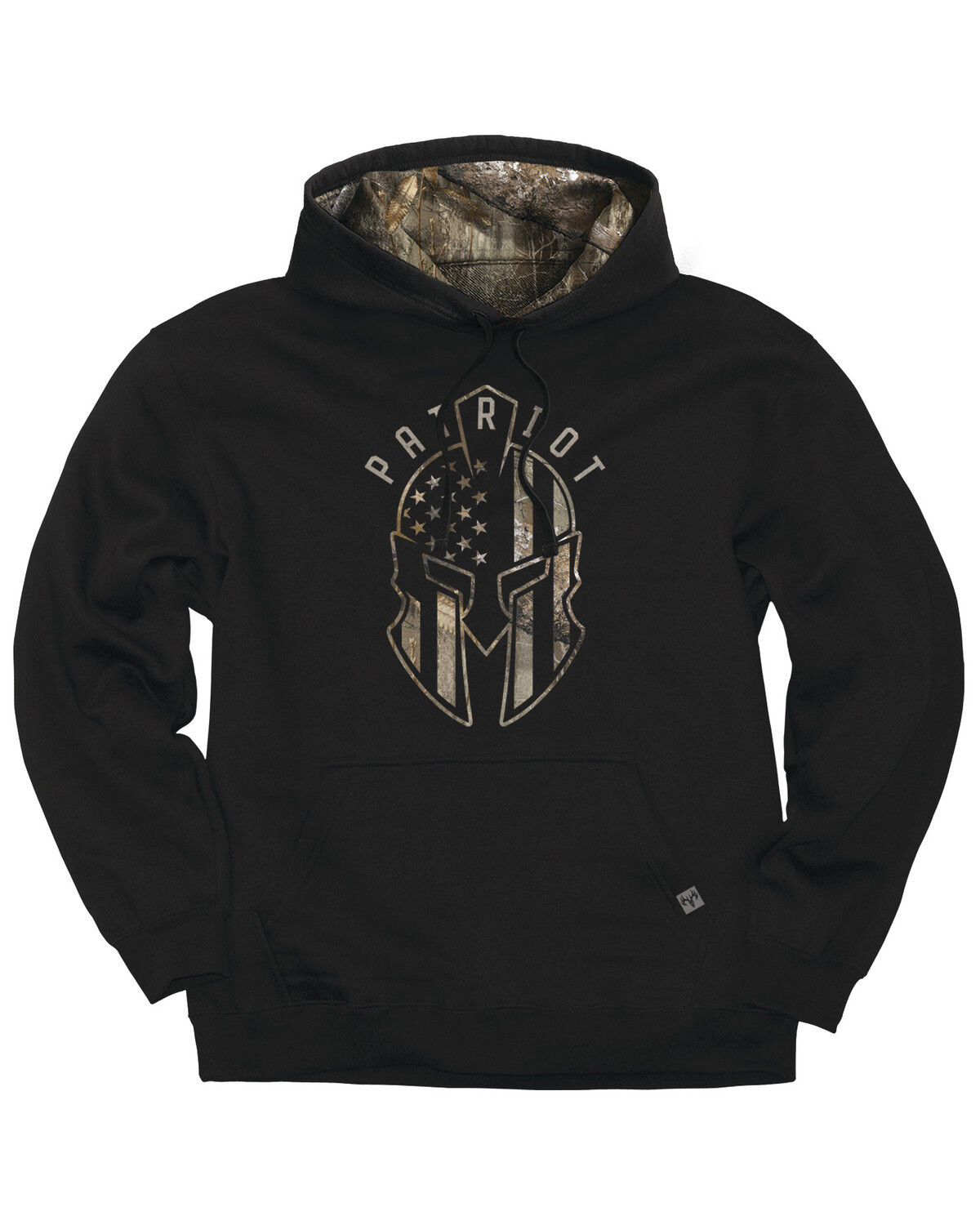 Image #1 - Buckwear Men's Camo Spartan Patriot Hooded Sweatshirt, Black, hi-res