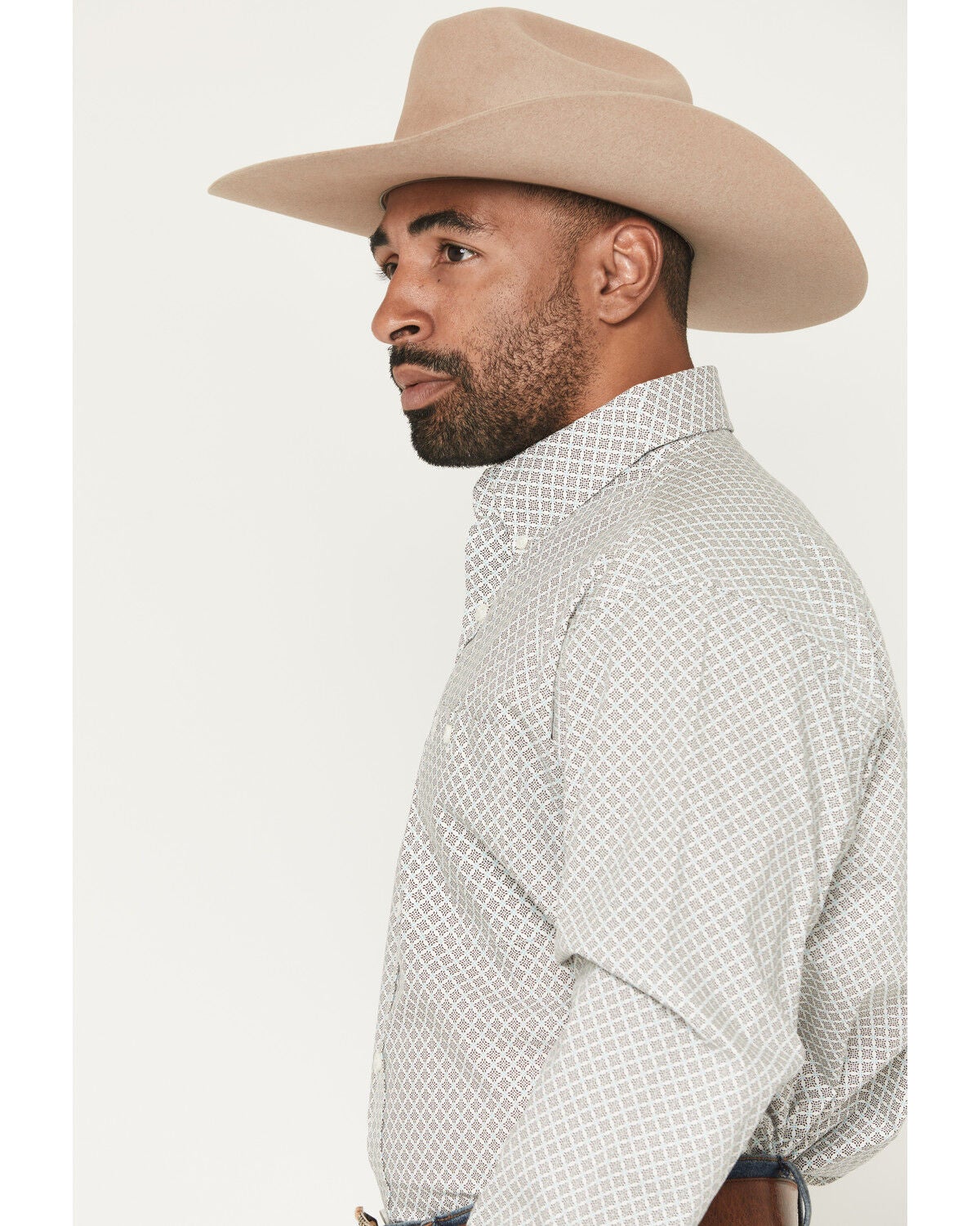 Image #2 - George Strait by Wrangler Men's Geo Print Long Sleeve Button-Down Stretch Western Shirt, Cream, hi-res