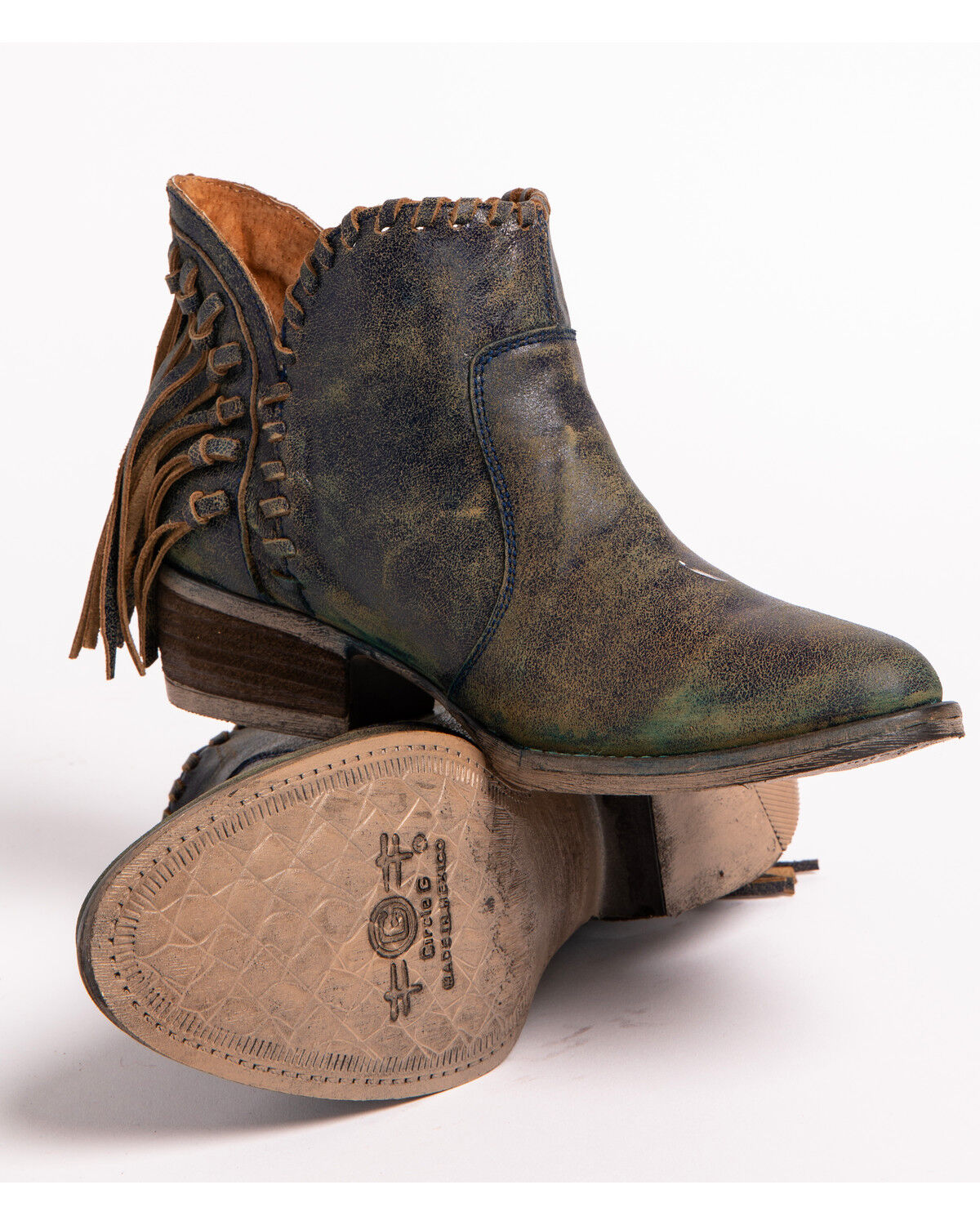 Image #5 - Circle G Women's Fringe Booties - Round Toe, , hi-res