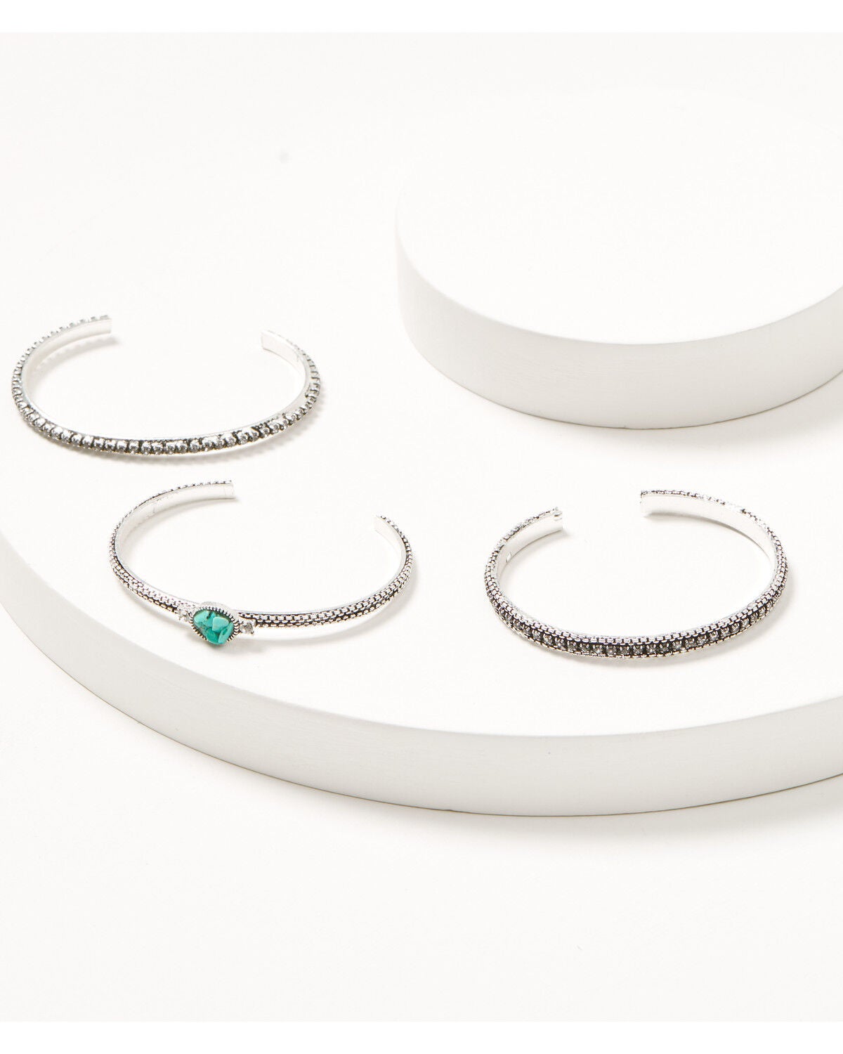 Shyanne Women's Rhinestone Cuff Bracelet Set - 3 Piece, Silver, hi-res