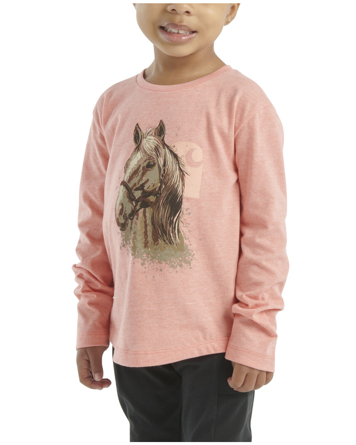 Image #2 - Carhartt Toddler Girls' Horse Long Sleeve Graphic Tee, Pink, hi-res