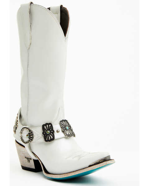 Image #1 - Boot Barn X Lane Women's Exclusive The New Mrs. Satin Pearl Western Bridal Boots - Snip Toe, White, hi-res