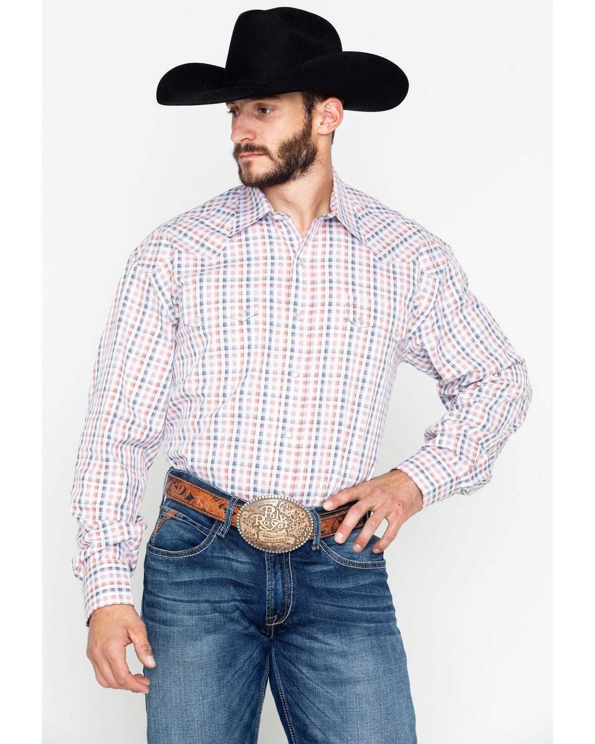 Image #1 - Stetson Men's Small Plaid Print Snap Long Sleeve Western Shirt, , hi-res