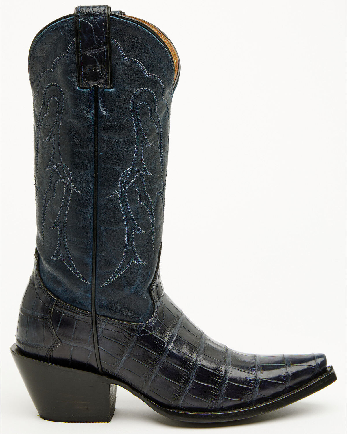 Image #2 - Shyanne Women's Aspen Exotic American Alligator Western Boots - Snip Toe, Navy, hi-res