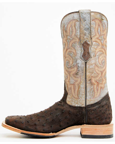 Image #3 - Tanner Mark Men's Exotic Full Quill Ostrich Western Boots - Broad Square Toe, Dark Brown, hi-res