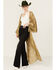 Image #1 - En Creme Women's Floral Metallic Long Sleeve Duster Kimono, Olive, hi-res