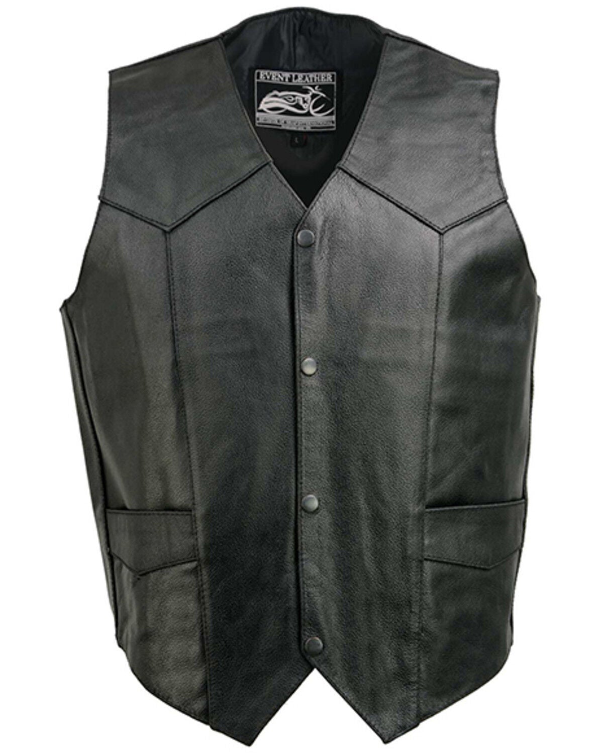 Image #1 - Milwaukee Leather Men's Classic Snap Front Biker Vest - Big, Black, hi-res