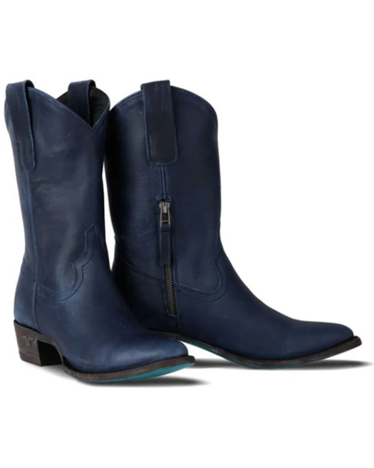 Image #1 - Lane Women's Plain Jane Midi Western Boots - Round Toe, Navy, hi-res