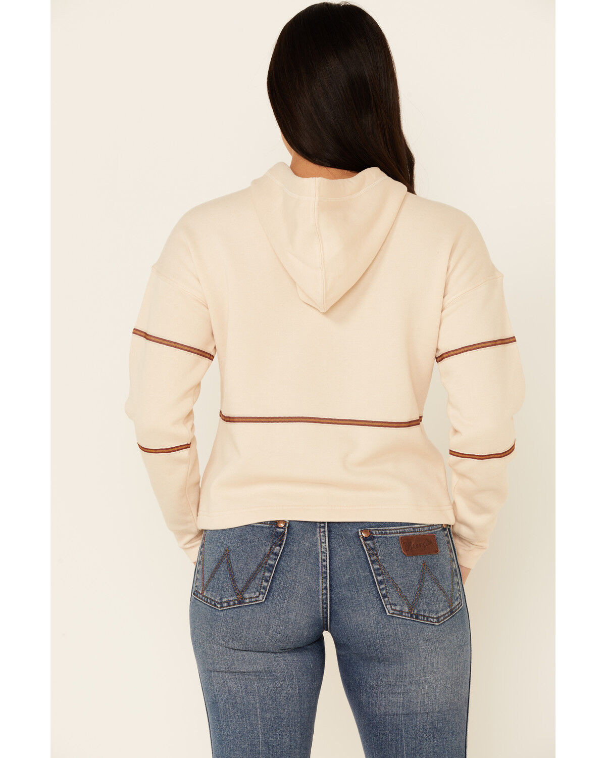 Image #3 - Shyanne Women's Tan & White Embroidered Logo Crop Hoodie, Tan, hi-res