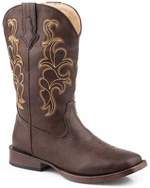 Image #1 - Roper Women's Cowboy Classic Faux Shaft Performance Western Boots - Square Toe , Brown, hi-res