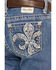 Image #4 - Miss Me Girls' Dark Wash Sequins Fleur de Lis Stretch Bootcut Jeans, Medium Blue, hi-res