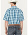 Image #4 - Ariat Men's Wrinkle Free Enzo Plaid Print Button-Down Short Sleeve Western Shirt, Teal, hi-res
