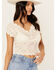 Image #2 - Shyanne Women's Flutter Sleeve Lace Crop Top , Cream, hi-res