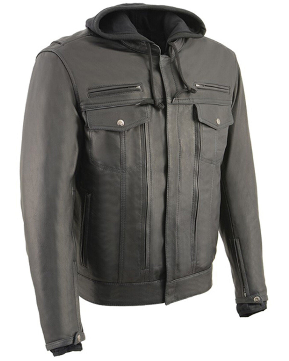 Milwaukee Leather Men's Vented Utility Pocket Concealed Carry Leather Motorcycle Jacket - 5X, Black, hi-res