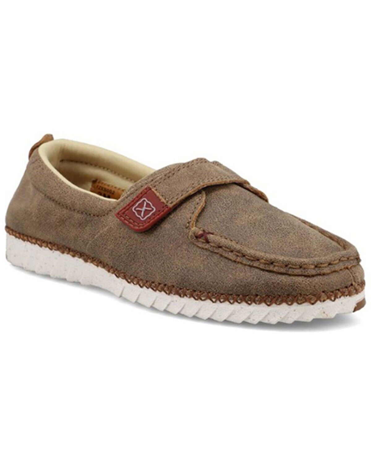 Image #1 - Twisted X Boys' Zero-X Leather Velcro Bomber Casual Shoes - Moc Toe, Brown, hi-res