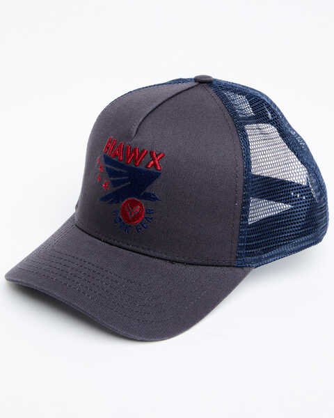 Hawx Men's Dark Gray Eagle Logo Graphic Mesh-Back Ball Cap , Dark Grey, hi-res