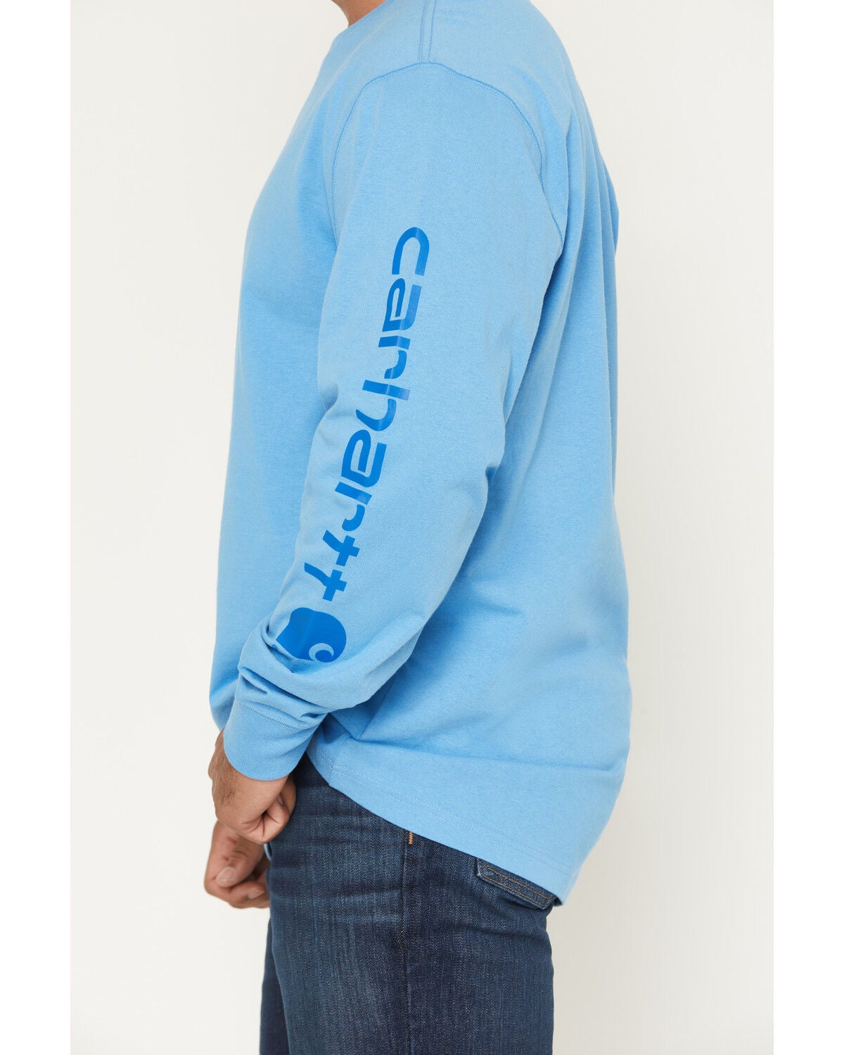 Image #3 - Carhartt Men's Loose Fit Logo Long Sleeve Work T-Shirt, Blue, hi-res