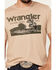 Image #3 - Wrangler Men's Boot Barn Exclusive Desert Logo Short Sleeve Graphic T-Shirt, Sand, hi-res