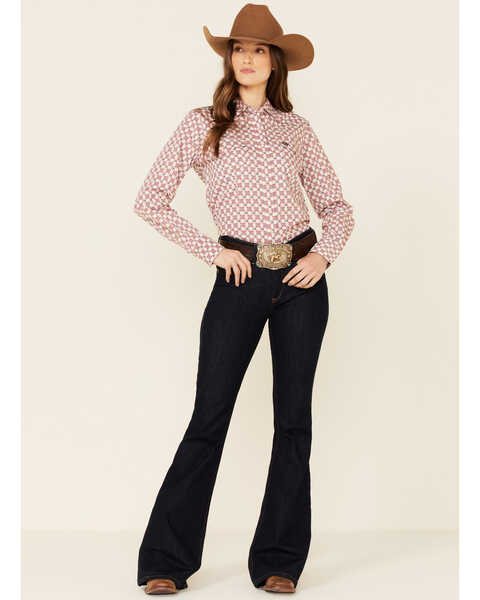 Image #2 - Cinch Women's Pink Geo Print Long Sleeve Snap Western Core Shirt , Pink, hi-res
