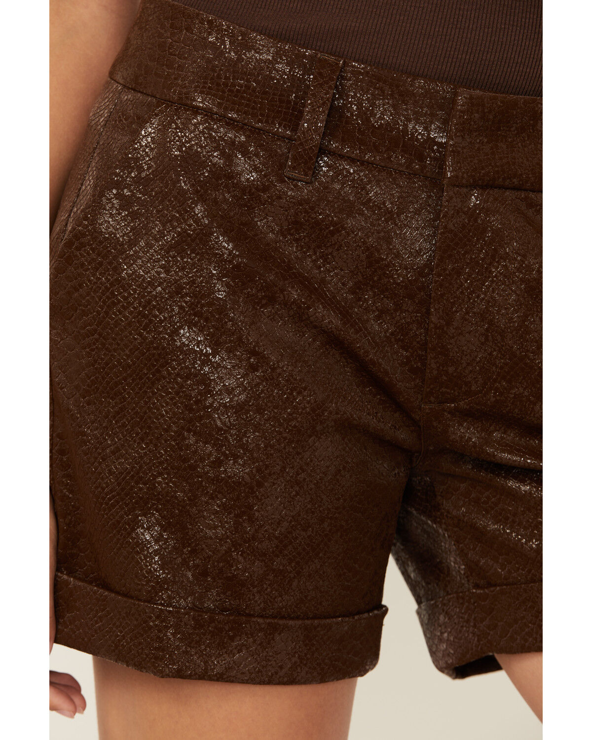 Image #2 - Dear John Women's Mid Rise Snake Print Shorts, Brown, hi-res