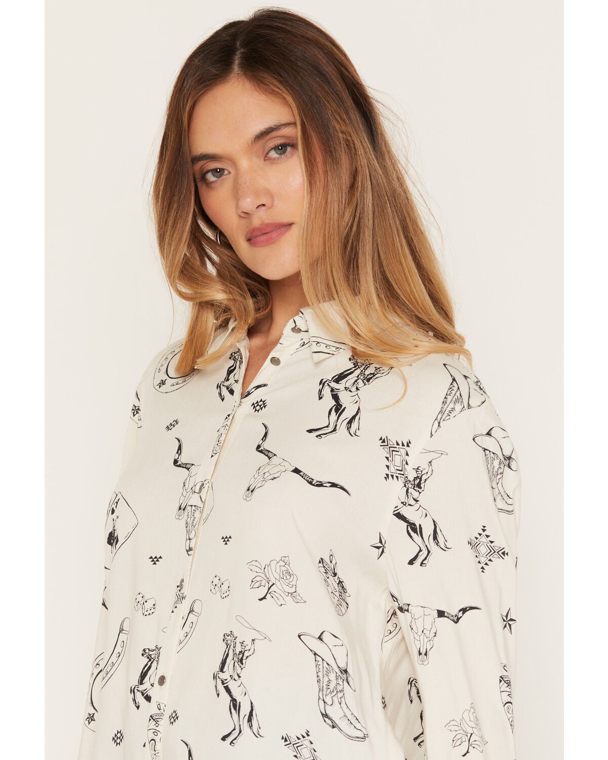 Image #2 - Idyllwind Women's Sheila Long Sleeve Button-Down Western Shirt, Cream, hi-res