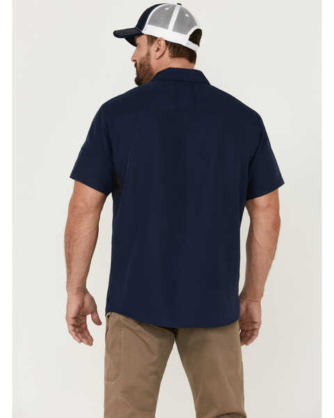 Image #4 - Brothers and Sons Men's Solid Dobby Performance Short Sleeve Button-Down Western Shirt , Navy, hi-res