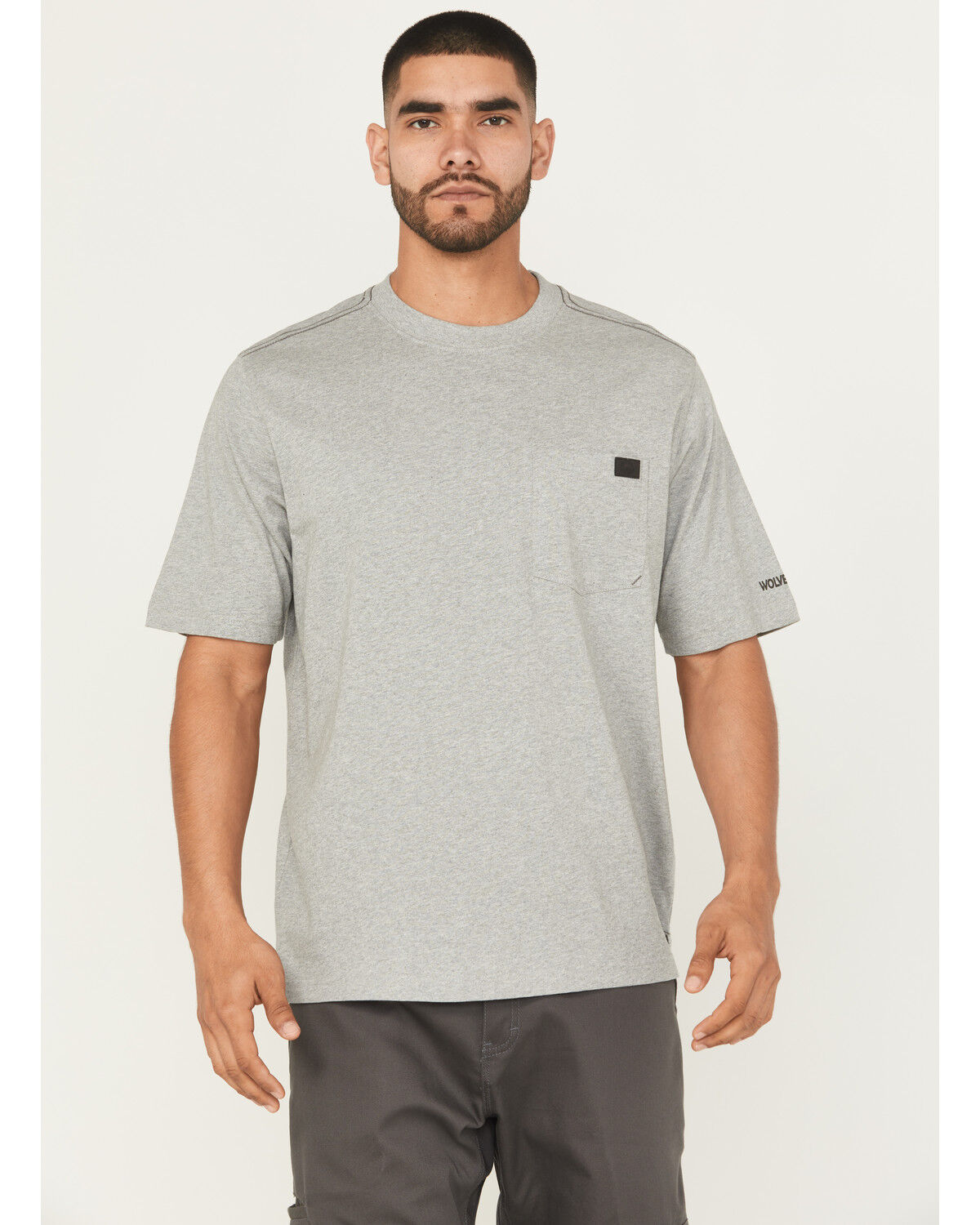 Image #1 - Wolverine Men's Guardian Short Sleeve Work Pocket T-Shirt, Heather Grey, hi-res