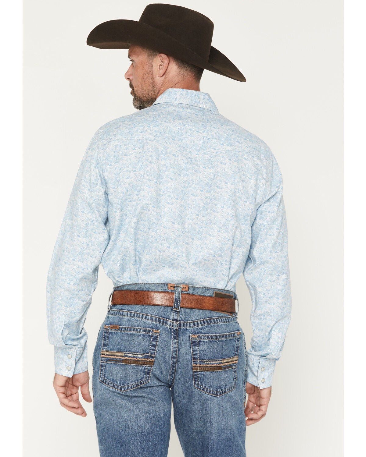 Image #4 - Wrangler Retro Men's Geo Print Long Sleeve Snap Western Shirt, Blue, hi-res