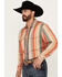 Image #2 - Scully Men's Southwestern Serape Striped Long Sleeve Pearl Snap Western Shirt, Multi, hi-res