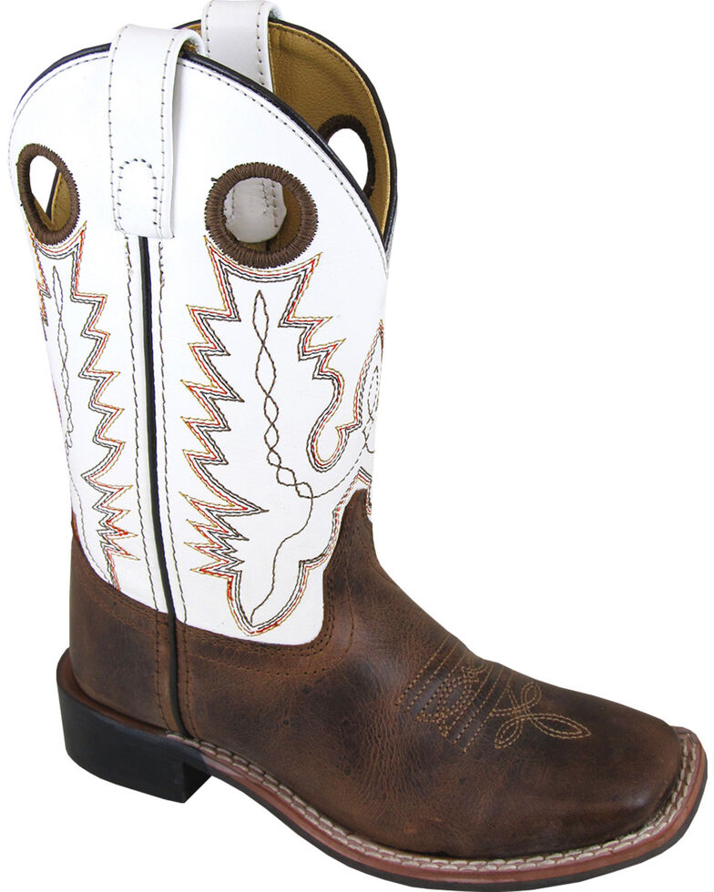 Smoky Mountain Boys' White Jesse Western Boots - Square Toe , Brown, hi-res