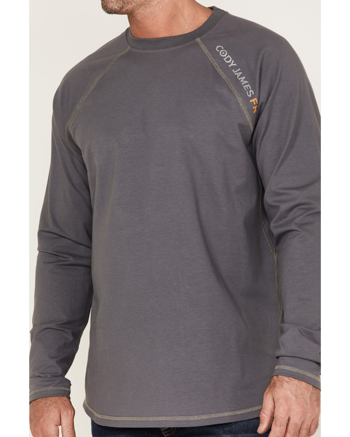 Image #3 - Cody James Men's FR Long Sleeve Raglan Work T-Shirt, Grey, hi-res