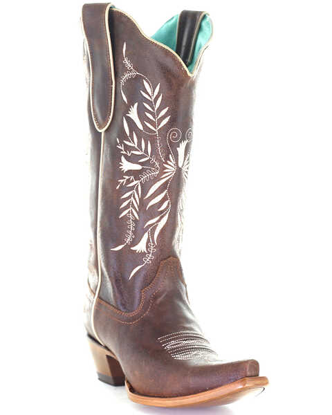 Image #1 - Corral Women's Embroidery Western Boots - Snip Toe, Brown, hi-res