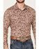 Rock & Roll Denim Men's Paisley Print Stretch Long Sleeve Snap Western Shirt, Red, hi-res