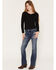 Image #3 - 7 For All Mankind Girls' Lake Dark Wash Mini Dojo Trouser Stretch Denim Jeans, Blue, hi-res